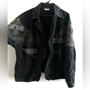 Polagram Art Deco print jean jacket. Size L.